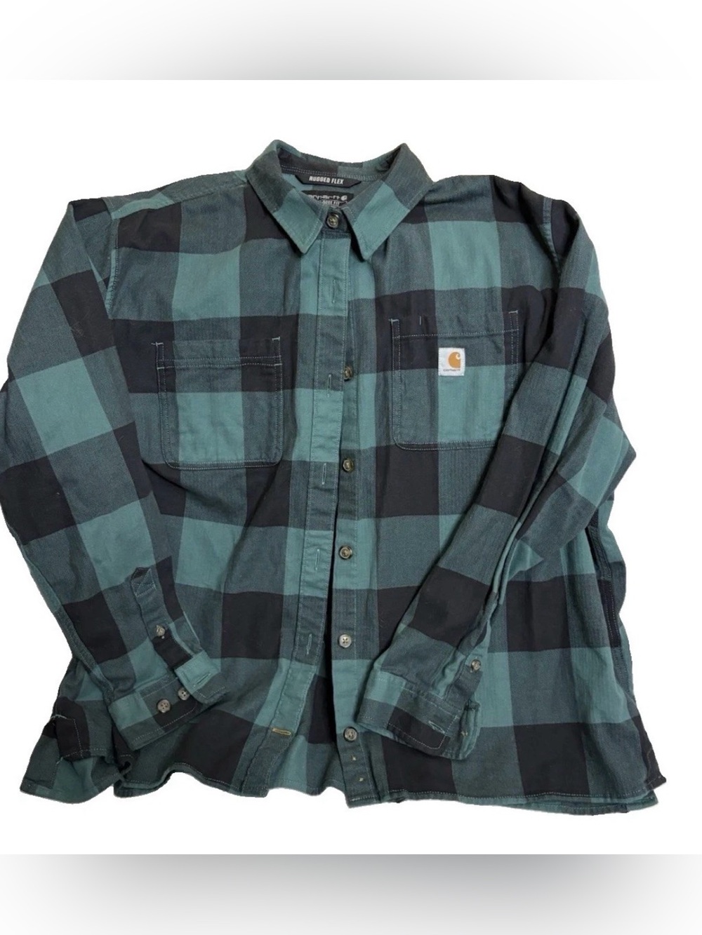Carhartt Rugged Flex, Women’s XXL, Loose Fit, Long Sleeve Flannel Green